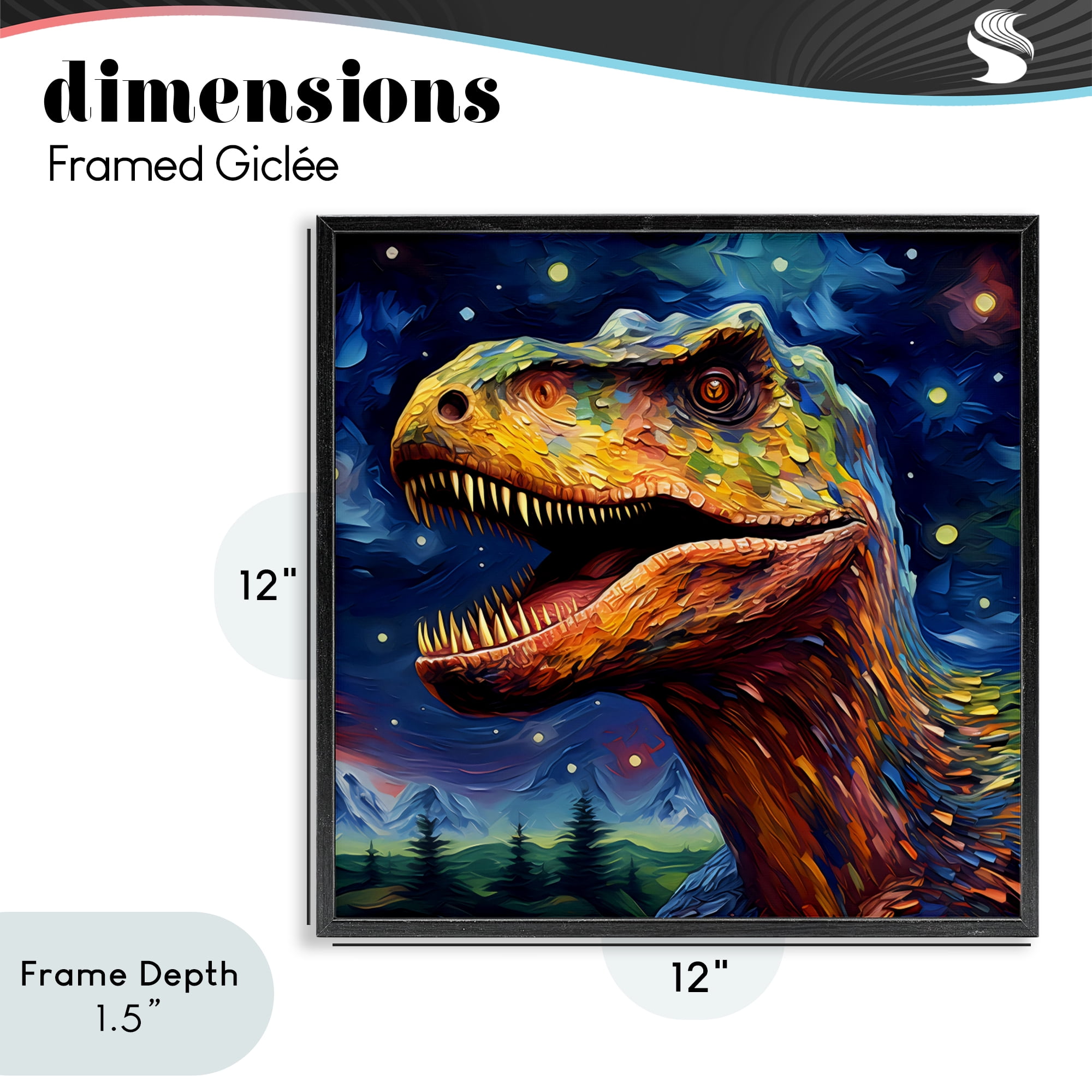 Stupell Industries Starry Sky Dinosaur Black Framed Giclee Art, design by Creative Studio