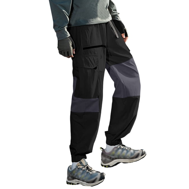 YDLCAFD Mens Casual Pants Relaxed Fit Stretch Men'S New Spring Splicing Sports Paratrooper Trousers Windproof Drawstring Feet Couple Models Straight Casual Trousers