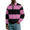 thumbnail image 2 of Men's Casual Long Sleeve Color Block Button Down Collar Loose Fit Top for Spring Fall Urban Style,Pink,XL, 2 of 5