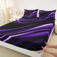 thumbnail image 3 of Manfei Geometric Lines Twin Sheet Sets,Minimalism Geometric Line Twin Fitted Sheet,Black Purple Flat Sheet For Girls Boys,Super Cozy Room Decor,3pcs, 3 of 7