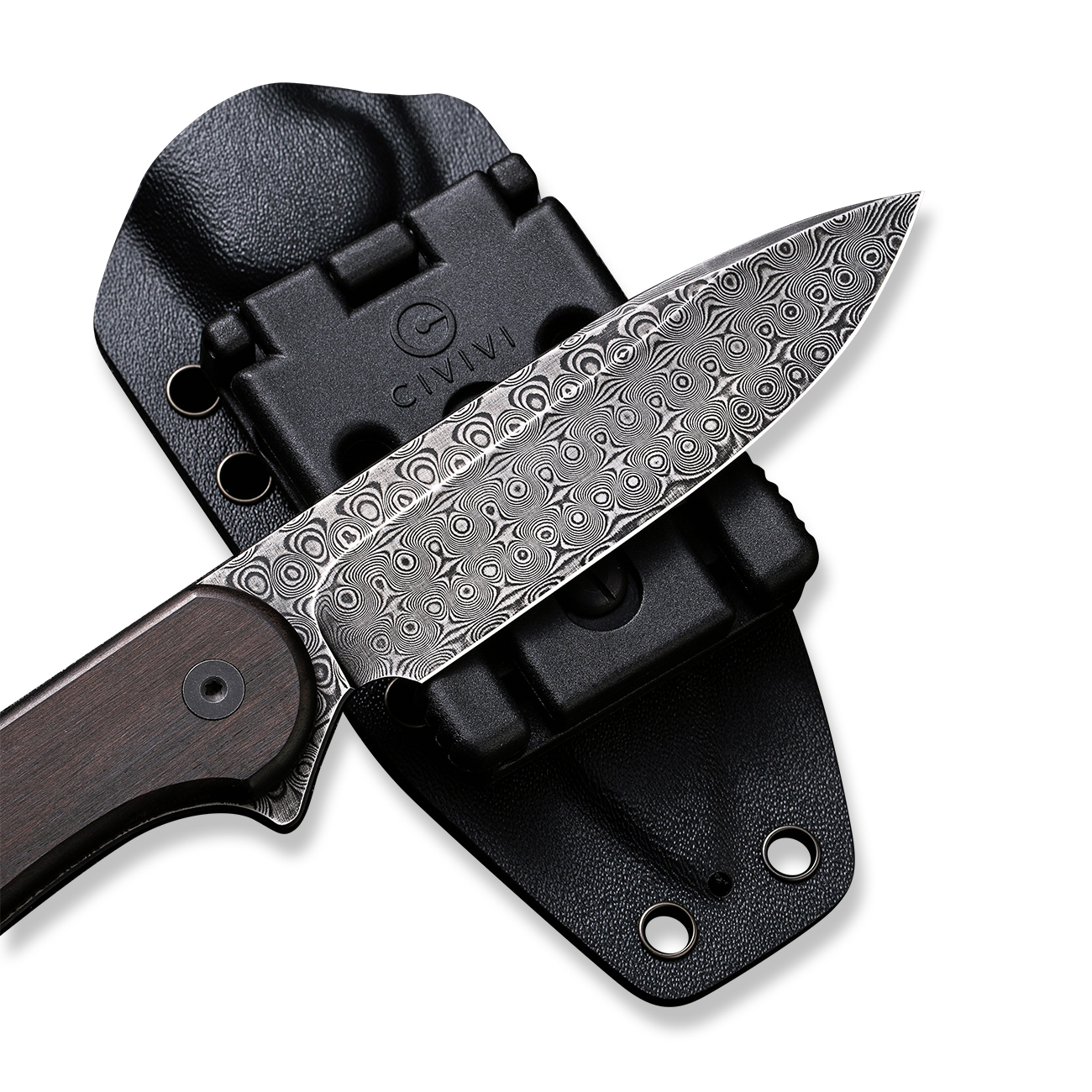 CIVIVI Knives Elementum Fixed Blade C2105-DS1 Damascus & Black Ebony Wood Pocket Knife