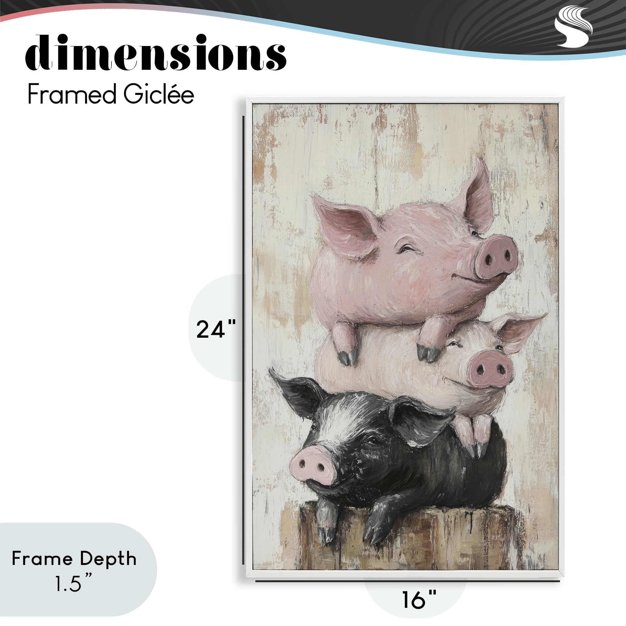 Stupell Industries Pig & Piglet Pile White Framed Giclee Art, design by Tina LeCour