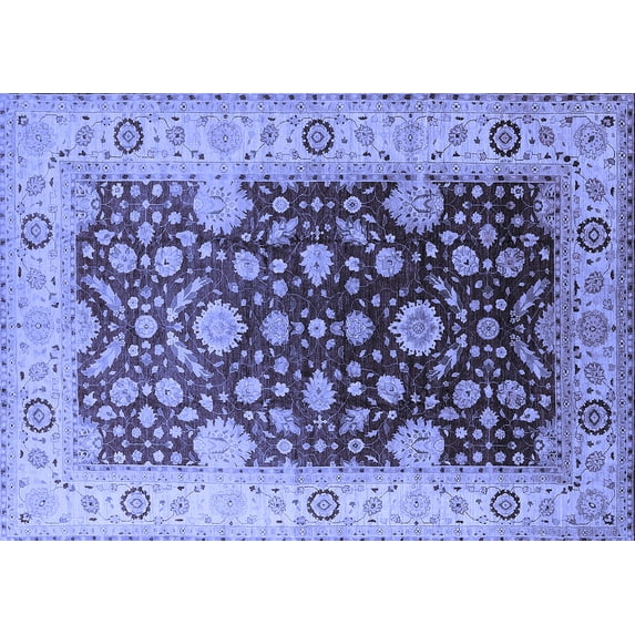 Ahgly Company Machine Washable Indoor Rectangle Oriental Blue Traditional Area Rugs, 7' x 9'