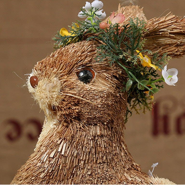 Easter Straw Bunny Cute Rabbit Simulation Bunny Bedroom Decor Hand-Woven  Handicraft Festival Home Ornament