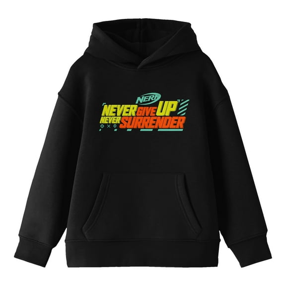 Nerf Never Give Up Never Surrender Youth Black Hoodie-M