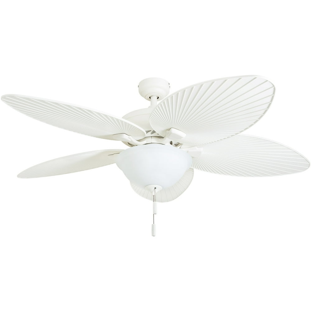 Honeywell Palm Island 52" White Tropical LED Ceiling Fan with Light, Palm Leaf Blades Walmart