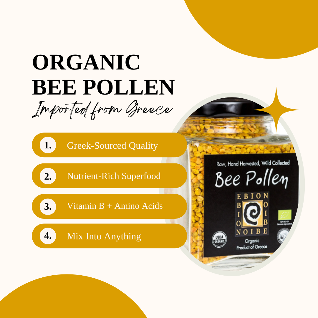 EBION ORGANIC BEEPRODUCTS, Wild Raw Greek Bee Pollen, Unheated Untreated,  Hand Collected 125g - Walmart.com