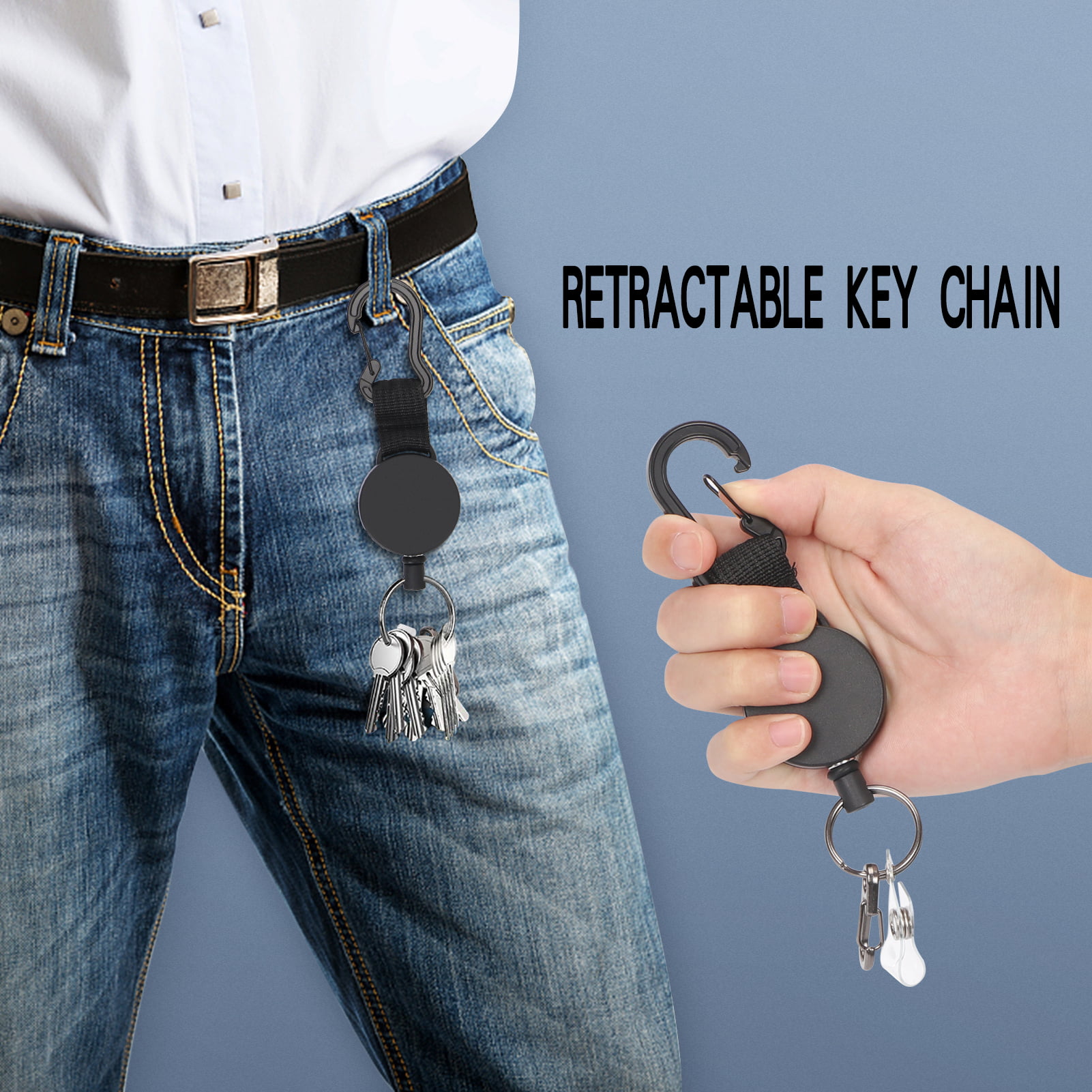 PNYESDNQT Retractable Key-Chain Badge Reel - Heavy Duty Key Holder