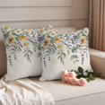 thumbnail image 2 of White Yellow Daisy Pillow Covers 2 Pack Vintage Eucalyptus Leaves Lavender Spring Pillowcase Waterproof Outdoor Throw Pillow Cover for Patio Garden Square Cushion 18”x18”, 2 of 9