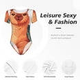 thumbnail image 4 of Salouo Cozy Knitting Llama for Women's Short Sleeve Bodysuit,Sexy Bodysuits One Piece Round Neck Bodysuit Shapewear Tummy Control-X-Large, 4 of 7