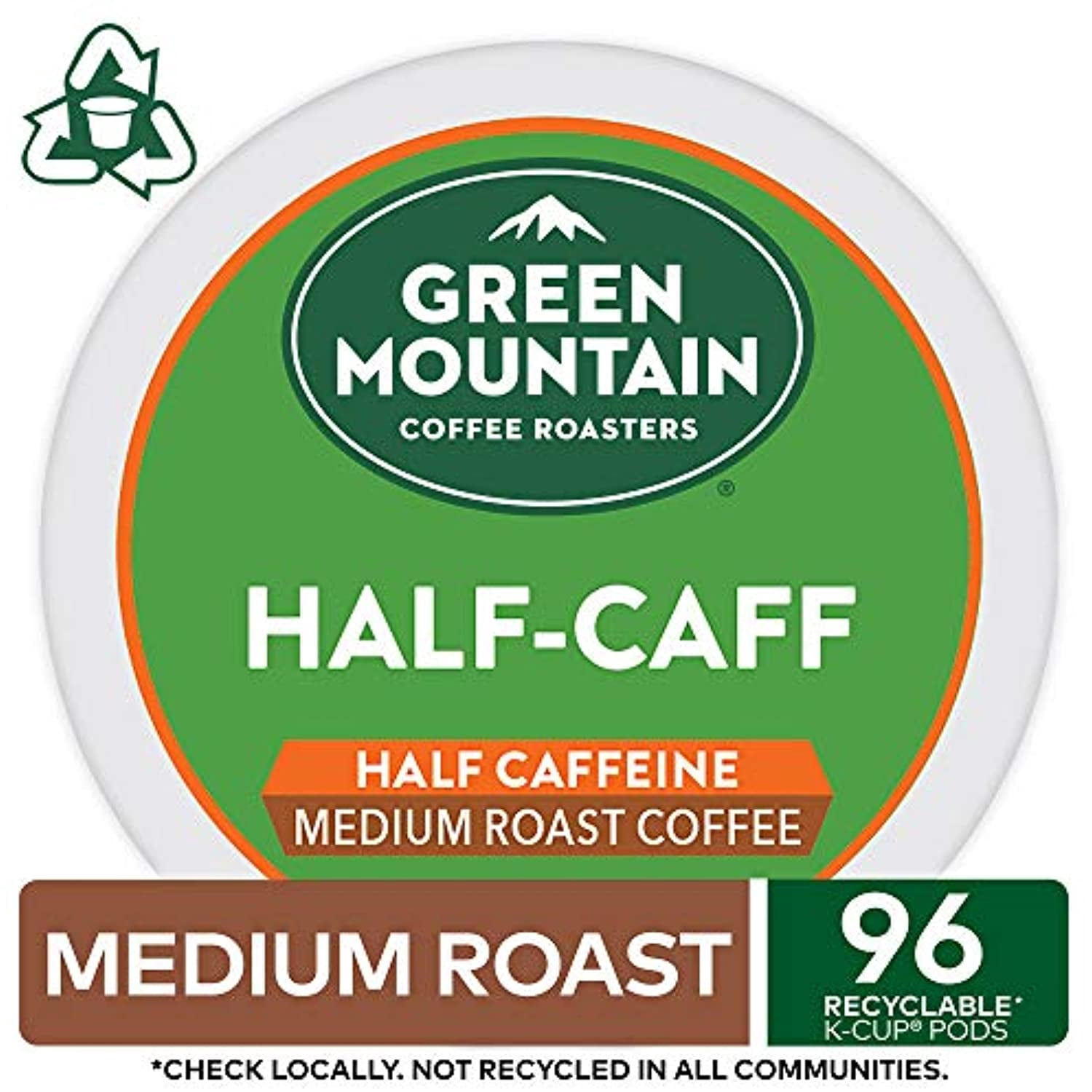 Green Mountain Coffee Roasters Half Caff, Single-Serve Keurig K-Cup Pods, Medium Roast Coffee, 96 Count