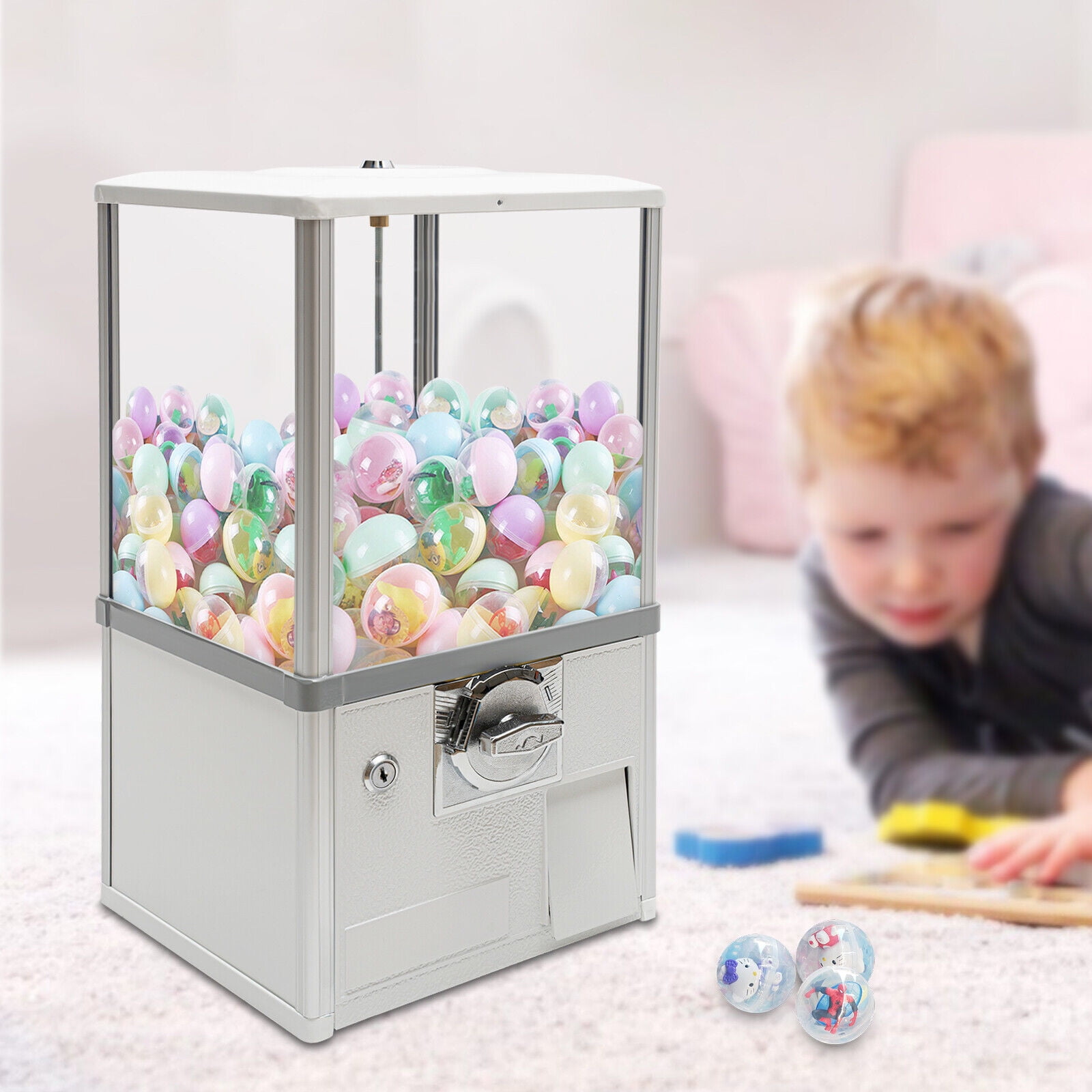20" Height Candy Vending Machine for Game Stores Retail Store Capsule Vending Machine White