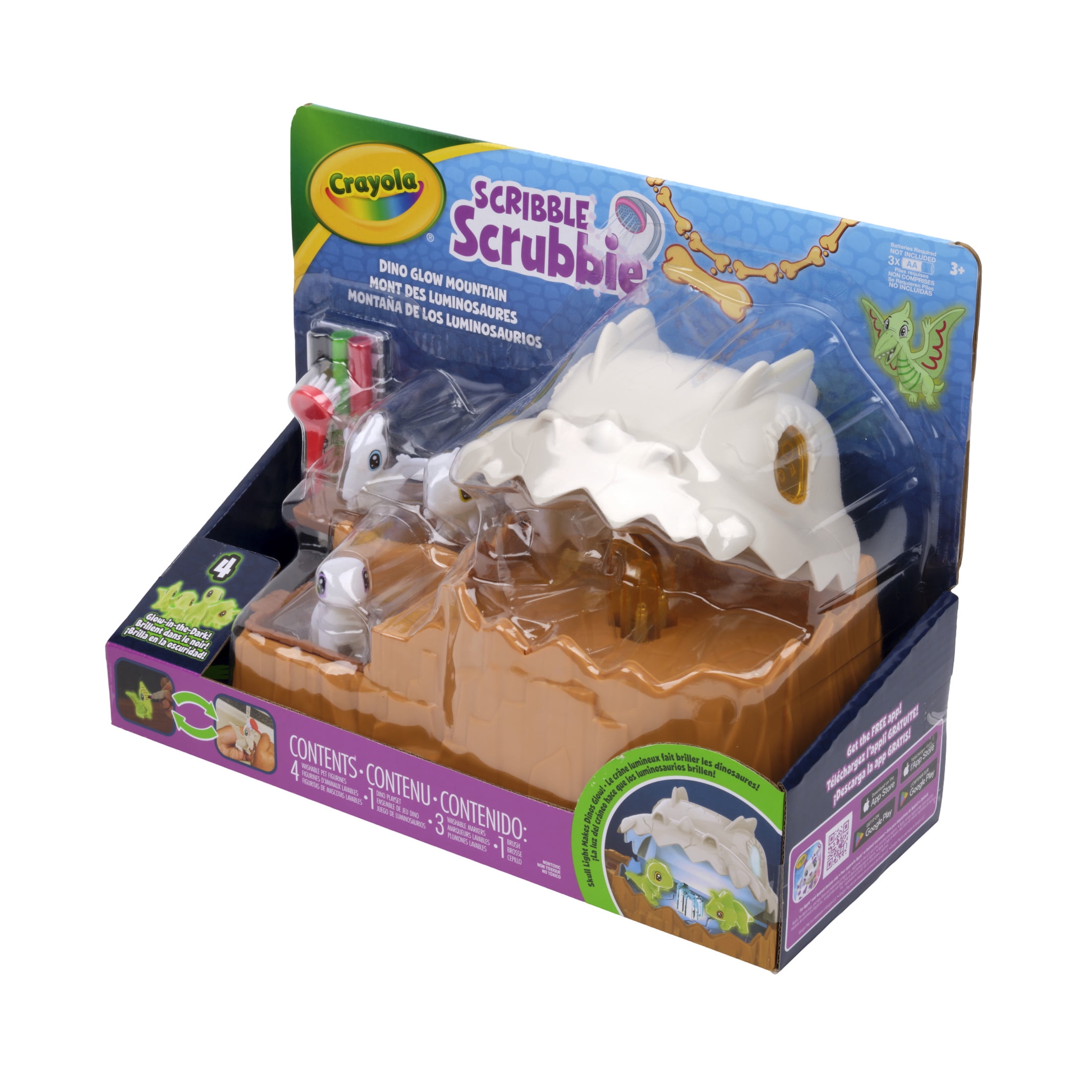 Crayola Scribble Scrubbie Dino Glow Mountain Playset, Glow in the Dark Dinosaur Toy, Creative Play, Art Toys & Gifts for Kids, Ages 3+