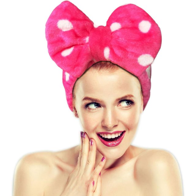 Diademas de ducha para maquillaje facial, diademas suaves y lindas con lazo grande para mujeres y niñas, Roseo Rojo Verde Cocina, Decoración y Otros