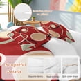 thumbnail image 2 of 3 Piece Geometric Red Duvet Cover Set California King,Microfiber Comforter/Quilt Cover with Corner Ties and 2 Pillowcases,Boho Retro Abstract Circle Black Green All Season Bedding with Zipper Closure, 2 of 8