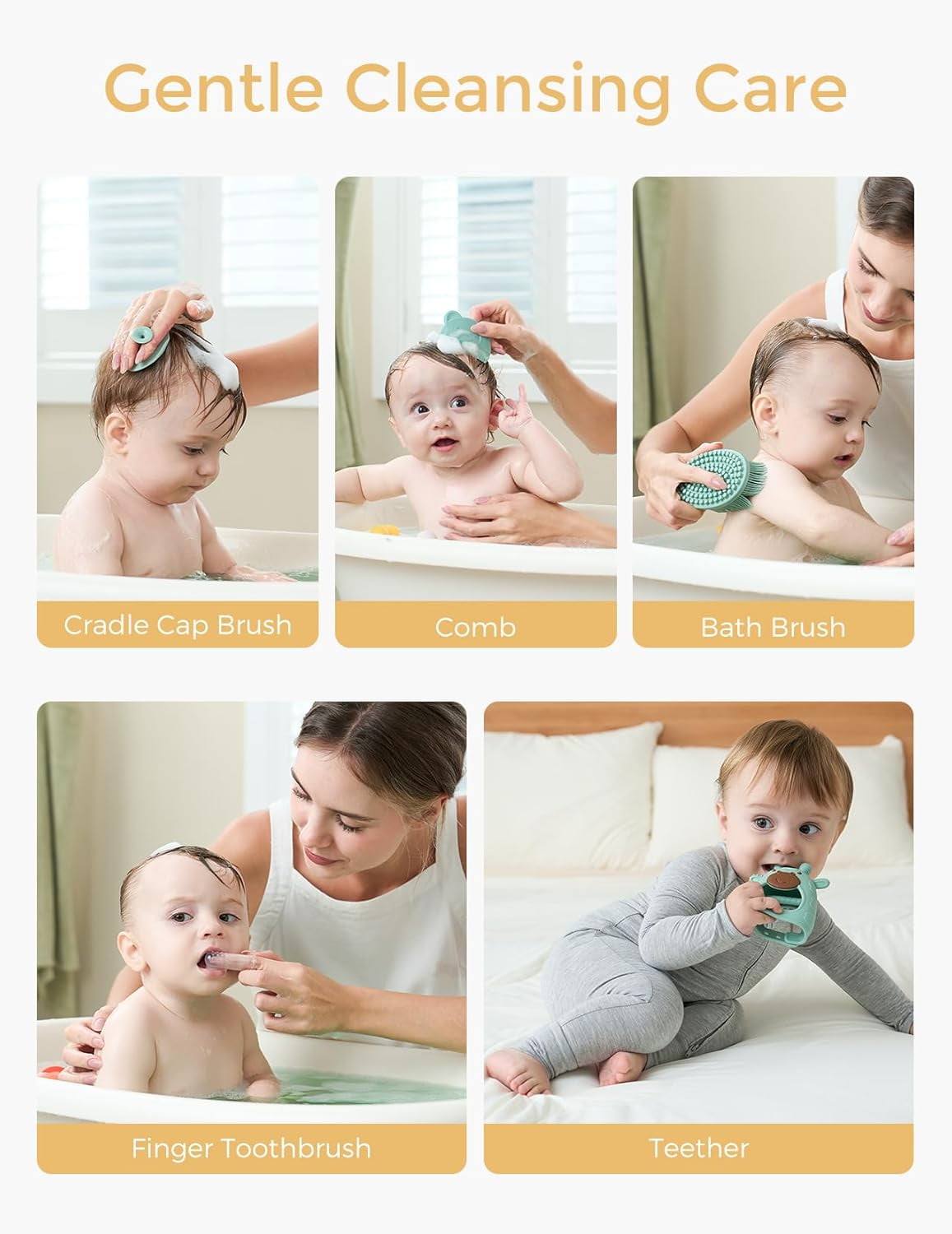 Momcozy Elite Baby Kit, Superior Baby Shower & Registry Essential Kit for Grooming & Cleansing Care, Electric Nail File & Nasal Aspirator, Tummy Wrap, Thermometer ,Bath Brush ,Teether ,Storage Bag