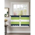 thumbnail image 2 of Sheer Curtains 54 Inch Length 2 Panels Set for Kitchen, Navy Blue Green Stripe Semi Sheer Curtains for Windows, Modern Art Horizontal Striped Voile Window Treatments Rod Pocket Curtain, 2 of 7