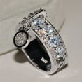 thumbnail image 6 of Grandest Birch Luxury Women Cubic Zirconia Inlaid Round Charm Ring Wedding Party Jewelry Gift Alloy, Rhinestone, CZ Silver, 6 of 8