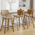 thumbnail image 6 of WOOW DEPOT PU Bar Stools Set of 1, 26" Seat Height w/ Mid Back Bent Wood Legs, Modern Upholstered Island Barstool Counter Chair for Home Kitchen Pub Dining Room, 6 of 10