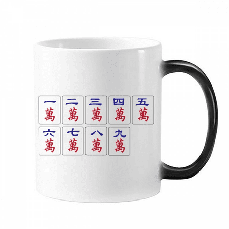 

Traditional Chinese Culture Mahjong Game Changing Color Mug Morphing Heat Sensitive Cup With Handles 350 ml