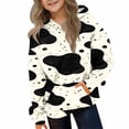 thumbnail image 5 of PiGOGI Children Cow Pattern Hooded Pullover Long Sleeve Sweatshirt Cute Animal Print Hoodie with Pocket for Girls Boys Multicolor 13-14 Years, 5 of 6