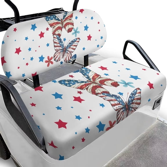 Aplkyhs Patriotic Star Butterfly Club Car Seat Covers Universal Golf Cart Rear Seat Independence Day Golf Cart Seat Cover Club Car Seat Cushion Club Car Seat Covers