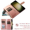 thumbnail image 3 of Dteck for Samsung Galaxy S23 Plus Case 6.6 Inch, S23+ 5G Wallet Phone Case with 9 Card Slots Zipper Pocket, PU Leather Folio Flip Stand Case with Wrist Strap for Samsung S23+,Rosegold, 3 of 6