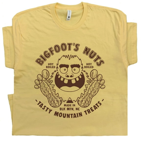 Bigfoot Boiled Peanuts T Shirt Funny Sasquatch Shirts for Men Women Guys Novelty Hilarious Dumb Stupid Monster Graphic Tee