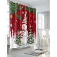 thumbnail image 3 of Red Snowman Christmas Extra Long Shower Curtain Set, Waterproof Shower Curtains for Bathroom, Xmas Tree Snowflake Balls Washable Fabric Cloth Bath Curtain for Bathtub with Hooks 72x96 Inches, 3 of 6