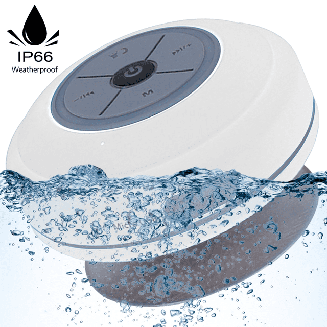 Waterproof Bluetooth Shower Speaker with FM Radio, TF Card Reader, and Built-in Controls