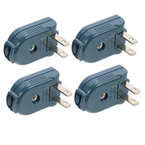 OFFIGAM 4Pcs Blue Us Standard Extension Cord Plug Replacement 2 Prong Rotatable Angle Plug