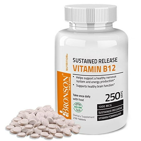 Bronson vitamine B12 à libération prolongée non-OGM, Formule 250 comprimés Prime