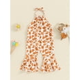 thumbnail image 2 of FEORJGP Kids Baby Girl Summer One-piece Rompers 6M 12M 18M 2T 3T 4T Toddler Casual Sleeveless Jumpsuits Cow Print Halter Neck Bodysuits Flared Pants N Fashion Cute Clothes for Daily Vacation, 2 of 8