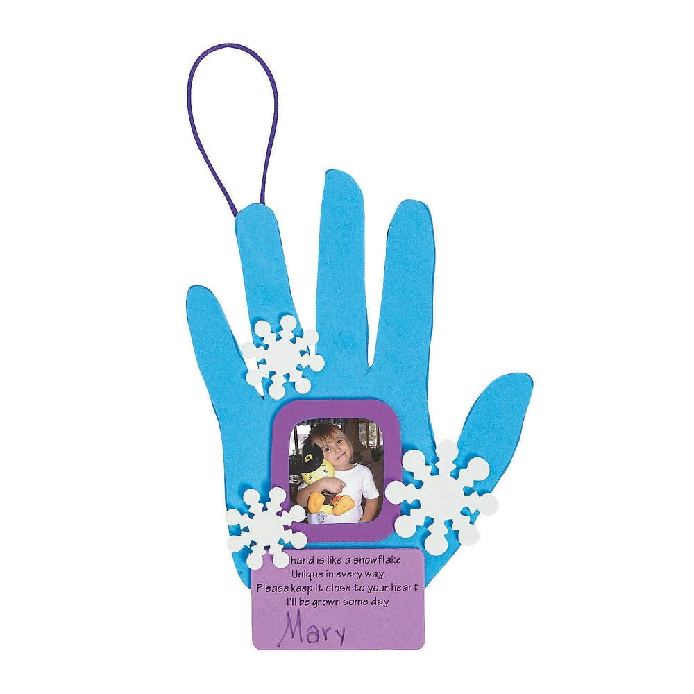 Snowflake Handprint Picture Ornament Cra Craft Kits 12 Pieces 