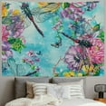 thumbnail image 2 of Autua Flowers Dragonflies Blue Background Tapestry Wall Hanging Unique Style Graphic Tapestries for Home Wall Decor Living Room Bedroom Farmhouse Dorm 40x60inch, 2 of 6