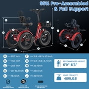 MOONCOOL TK Pro Foldable Electric Tricycle W/ Rearview mirror accessory Kit, 1500W Motor 48V 20Ah Battery, 20 Fat Tire Three Wheel 6-Speed Electric Mountain Bicycle for Adults