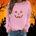 thumbnail image 3 of Dpjklzsn Women’s Halloween Pumpkin Sweatshirt, Glitter Jack O Lantern Graphic Crewneck Pullover, Long Sleeve Fall Casual Sweatshirt Top, 3 of 6