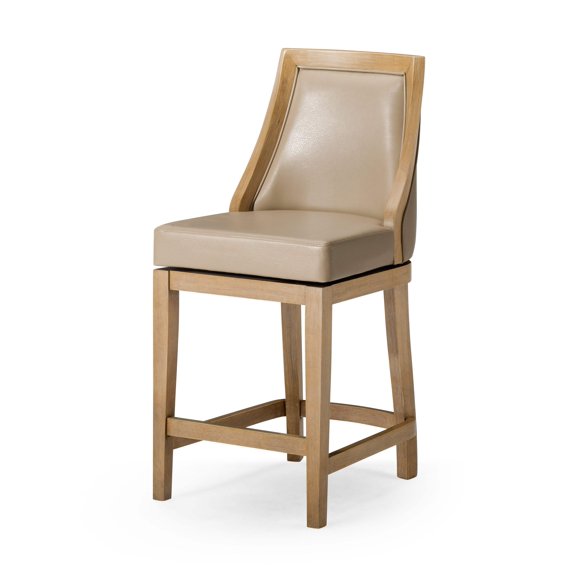 Open Box Maven Lane Stool, Weathered Oak Finish, Avanti Bone Vegan Leather