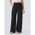 thumbnail image 5 of Women'S High Waist Drawstring Wide Leg Linen Blend Casual Pants with Pockets Black XXL, 5 of 8