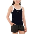 thumbnail image 3 of HAOTAGS Girls Cotton Tank Top（2-10）, Bowknot Spaghetti Strap Camisole Summer Dance Wear Ruffle Off-Shoulder Tops Black 5-6 Years, 3 of 7