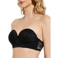 thumbnail image 4 of Deyllo Women's Push Up Strapless Bra Plus Size Lace Underwire Full Coverage Multiway Invisible Bras,Black 36DD, 4 of 7