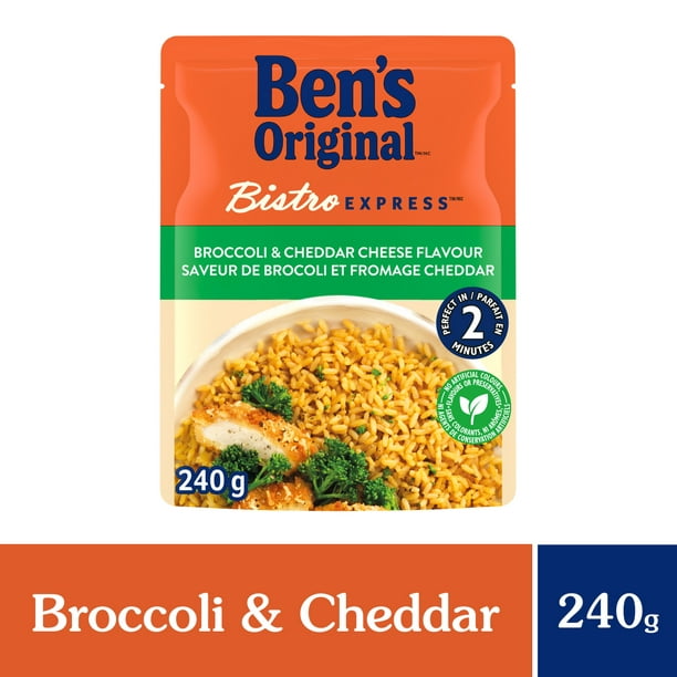 BEN'S ORIGINAL BISTRO EXPRESS brocoli et cheddar, riz à grains longs et d'accompagnement, sachet de 240 g La perfection à tout coupMC