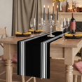 thumbnail image 2 of Black Striped Table Runner 120 Inches Long, Farmhouse Black White Stripes Cotton Linen Table Runners Dresser Scarves, Decorative Fabric Tabletop Scarf Furniture Cover for Home Dinner Party 13"x120", 2 of 8