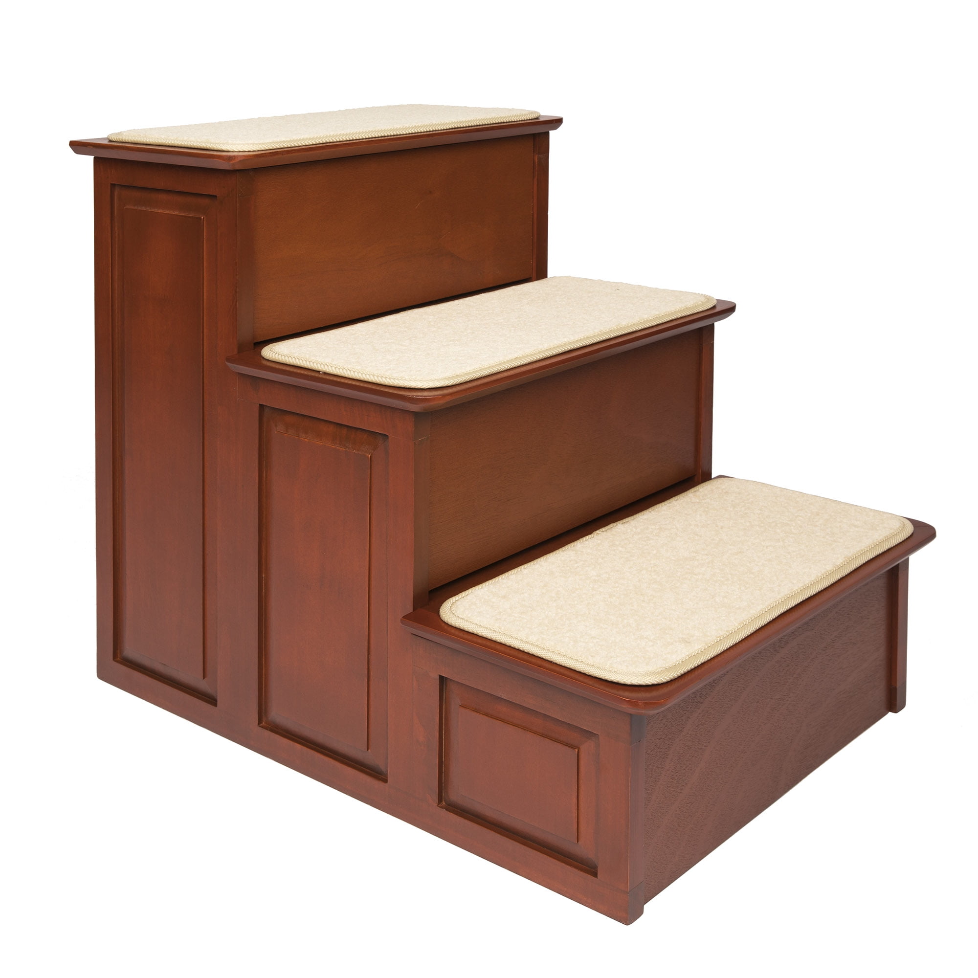 PetSafe Decorative 3 Step Wooden Dog Steps, Warm Cherry, 25"L x 6.75"W