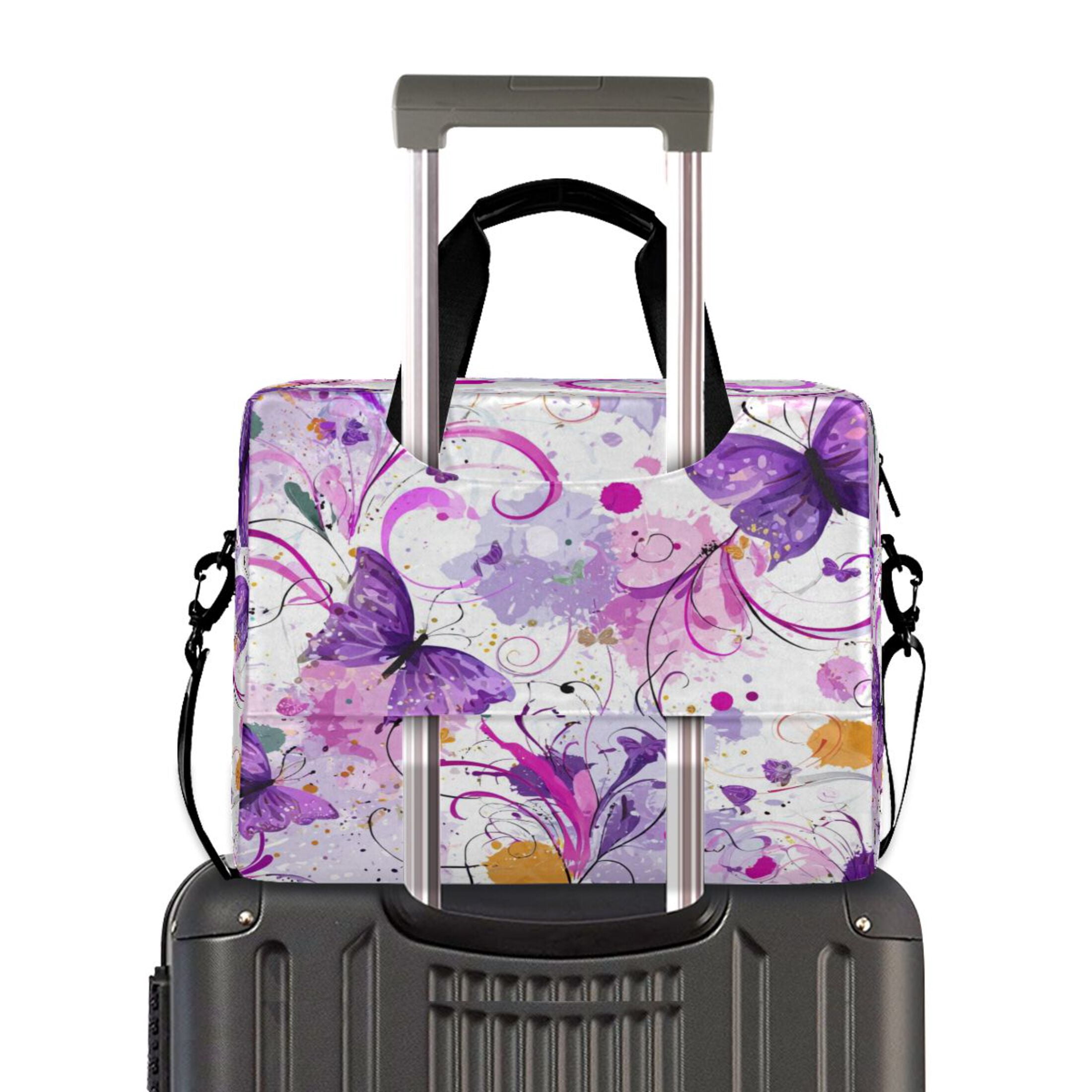 16" Laptop Tote Bag Laptop Sleeve Case Computer Briefcase for Work & Travel Purple Butterfly with Swirls