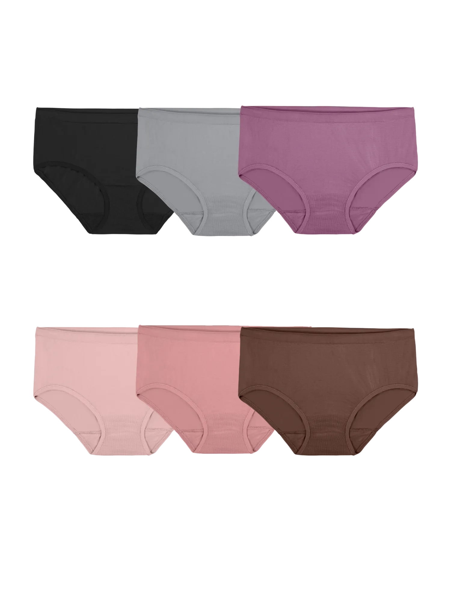 Fruit of the Loom Women's Seamless Underwear, No Show Panties, Multiple Styles, 4‑Way Stretch, 6-Pack, Sizes S-3XL