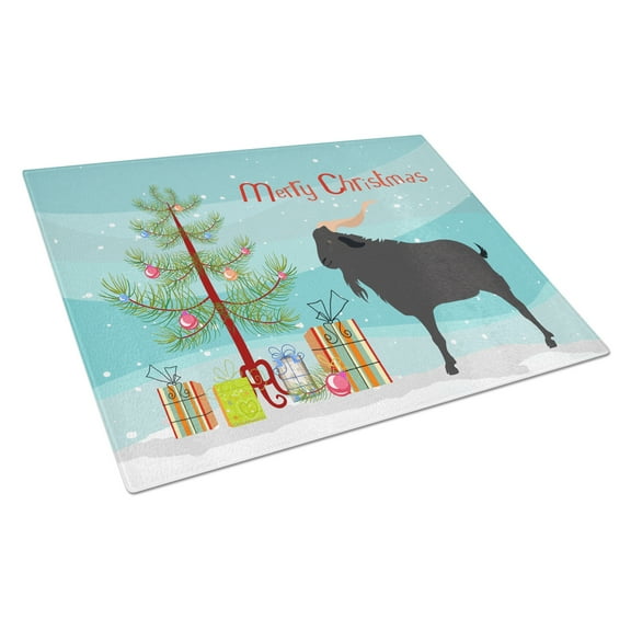 Caroline's Treasures Verata Goat Christmas Glass Cutting Board Large
