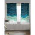 thumbnail image 5 of Sheer Curtains 72 inches Long, Abstract Water Duck Green Gradient Ocean Waves Light Filtering Sheer Window Curtains Rod Pocket Voile Drapes for Bedroom Living Room, 52"W x 72"L 2 Panels, 5 of 7