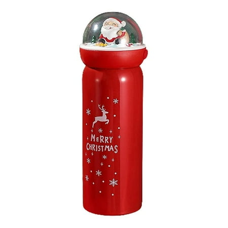 Christmas Stainless Steel Vacuum Flask Cute Santa Claus Snow Globe Leak