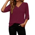 thumbnail image 4 of Qiggri 3/4 Length Sleeve Womens Tops Dressy Casual Blouses V Neck T Shirts Summer Tops Spring Outfits Loose Fit S, 4 of 7
